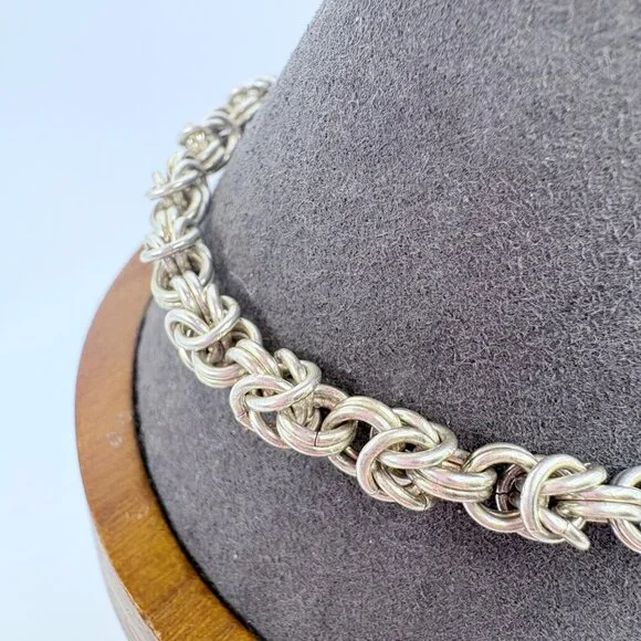 Interlocking Link Chain Bracelet Toggle Clasp Sterling Silver 925 Size 8 Length